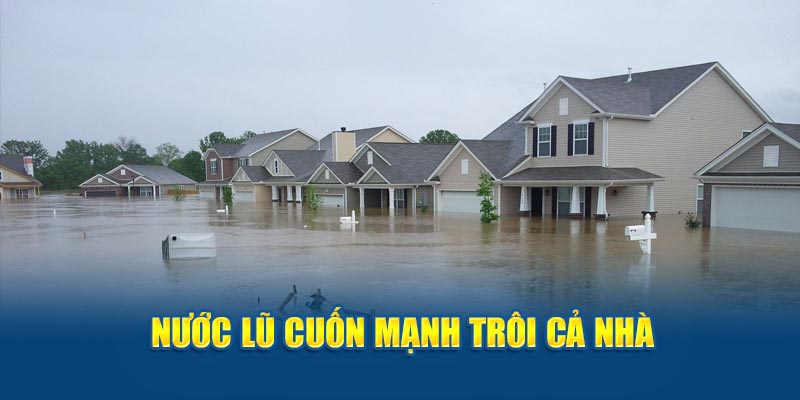 Nước lũ cuốn mạnh trôi cả nhà 